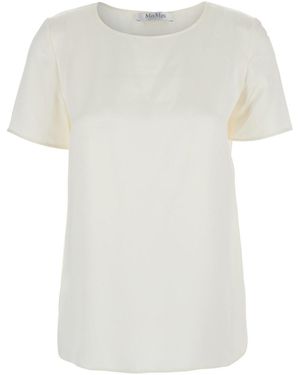 Max Mara Solid Round Neck Top - White