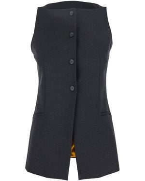 ..,merci Off-Shoulder Vest With Front Button Closure - Blue