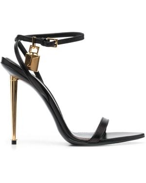 Tom Ford Leather Sandals With Logoed Padlock - Black