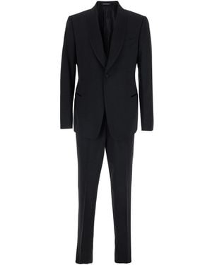 Emporio Armani Single-Breasted Suit With Shawl Lapel - Black