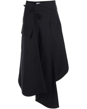Bottega Veneta Asymmetrical Skirt With Drawstring And Button Clo - Blue