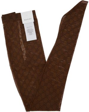 Gucci Thights With All-Over Gg Motif - Brown