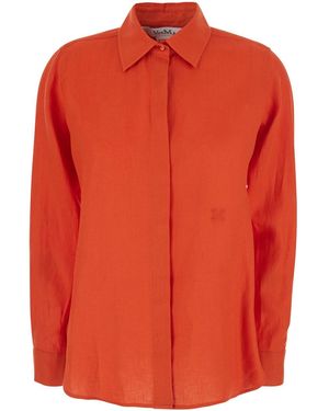 Max Mara Dress Mxmfalas Linen V-Neck - Orange