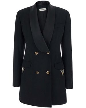 Versace Giacca Con Revers E Dettagli Con Cristalli E Con Logo - Nero