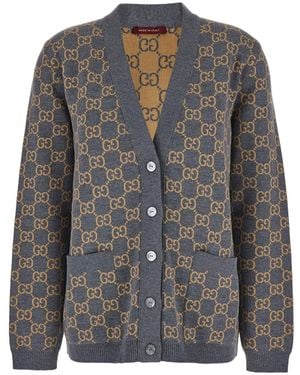 Gucci Cardigan Reversibile Con Scollo A V - Grigio