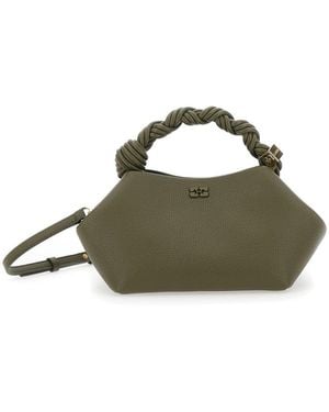 Ganni 'Bou Small' Handbag With Woven Handle And Adjustable And R - Green