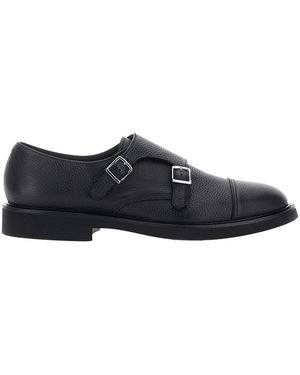 Doucal's Loafers With Double Buckle And Round Toe - Black