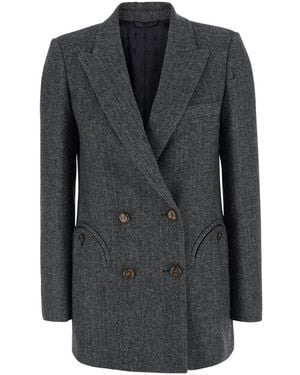 Blazé Milano 'J Line' Double-Breasted Jacket With Peak Revers In - Black