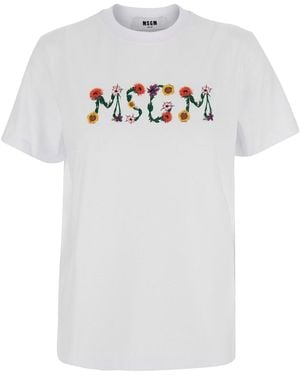 MSGM T-Shirt Round Neck - White