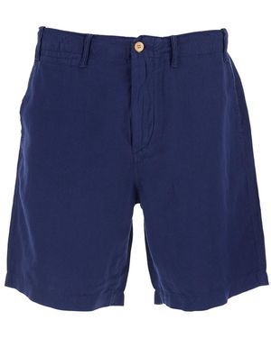 Polo Ralph Lauren Bermuda Con Tasche Laterali E Patch Logo Sul Retro I - Blu