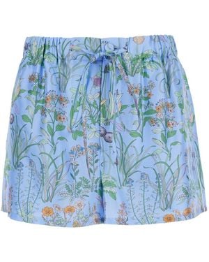 Gucci Shorts Printed Silk Short - Blue