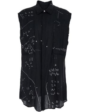 Rick Owens Shirt With Classic Collar And All-Over Print - Black