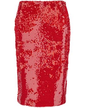 Grifoni Sequined Polyester Skirt - Red