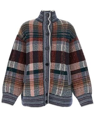 Missoni Jacket With High Neck And All-Over Striped Motif In - Gray