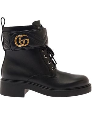 Gucci Double G Leather Bootie - Black