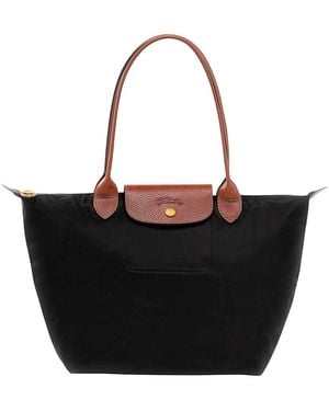 Longchamp Tote Bag Le Pilage Original Medium With Two Top Handles And Logo Embossed On The Front Canvas For Nylon Shoulder - Black