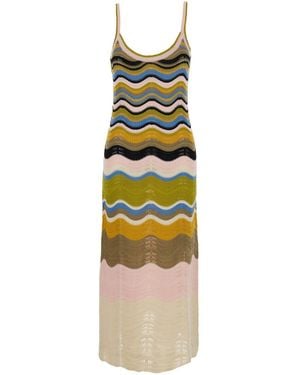 La DoubleJ Chevron Sundress With V-Neck And Short Sleeves - Metallic