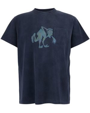 ERL T-Shirt Front Print Cotton - Blue