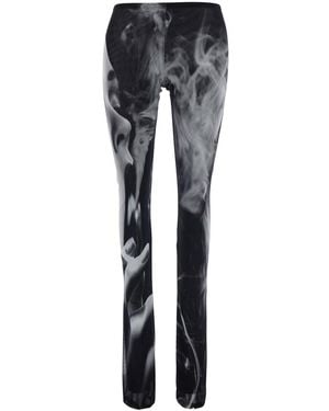 Jean Paul Gaultier Flared Pants With 'Smoking Print - Gray
