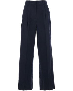 DUNST Trousers With Front Pleats Incotton Blend - Blue