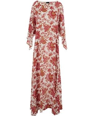 Etro Dress Long Sleeves Maxi With And V-Neck - Red