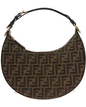 Fendi 'Graphy Small' Handbag With Ff Motif - Brown