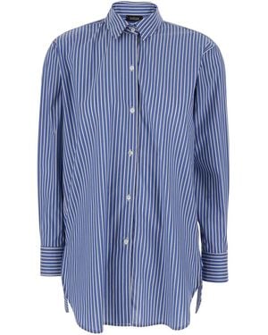 Le Plain Shirt With Classic Collar And All-Over Striped Pattern - Blue