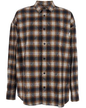 Juun.J Shirt With Classic Collar And All-Over Check Motif I - Black