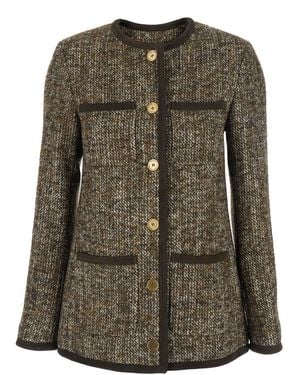 Golden Goose Crew Neck Jacket With Front Patch Pockets - Green