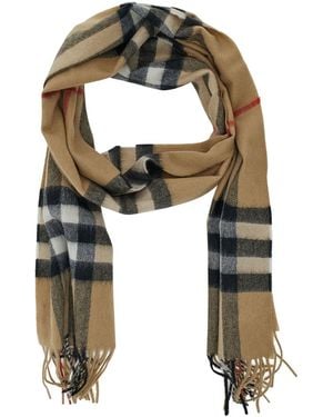 Burberry Scarf With Check Motif - Natural