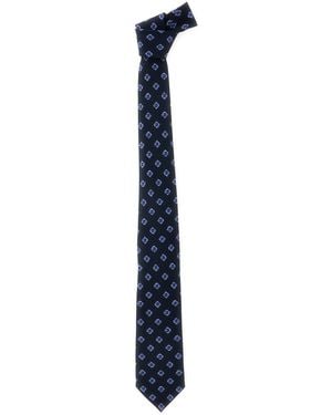 Giorgio Armani Tie With All-Over Logo Print - Blue