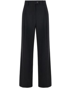 Plain Straight Pants With Pences - Black