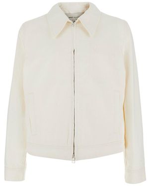 Ami Paris Jacket With Classic Collar And Tone-On-Tone Adc Embroi - White
