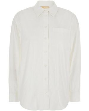 MICHAEL Michael Kors Shirt With Button Down Collar And Logo Plaque On The Rear - White