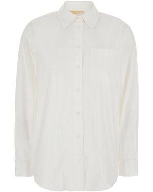 MICHAEL Michael Kors Shirt With Button Down Collar And Logo Plaque On The Rear - White