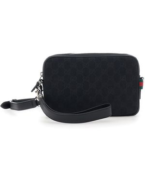 Gucci Crossbody Bag With All-Over Gg Motif - Black