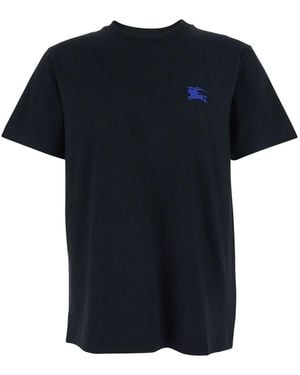 Burberry Cotton T-Shirt With Equestrian Knight Motif - Black