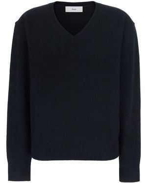 DUNST Cashmere V-Neck Sweater With V-Neck And Long Sleeves - Black