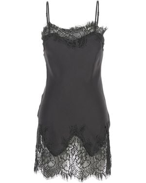 Gold Hawk Dress With Lace Trim Details And Thin Straps - Gray