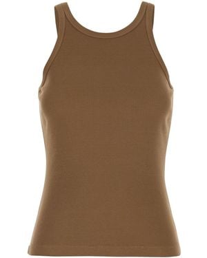 Jucca Round Neck Top With Ribbed Design - Brown