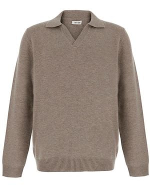 Soft Goat Heavy Cashmere Polo Collar - Grey