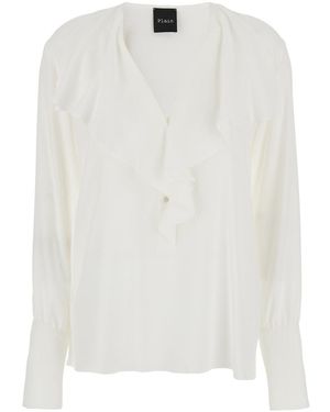 Le Plain Lightweight Ruffled Shirt For - White