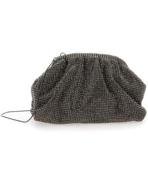 Twentyfourhaitch 'Petra' Clutch With Chain-Link Shoulder Strap A - Gray
