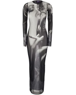 Jean Paul Gaultier Abito Lungo Con Stampa 'Smoking - Grigio