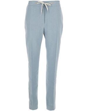 Eleventy Light Drawstring Waist Trousers - Blue