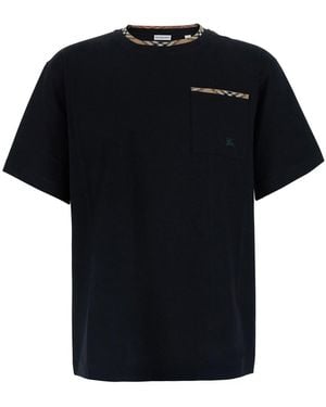 Burberry 'Ryan' Tshirt With Check Motif Details - Black