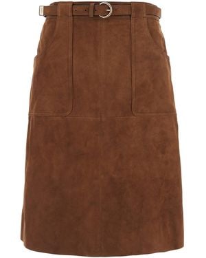 Max Mara 'Tennis' Skirt With Buckle Waistband - Brown