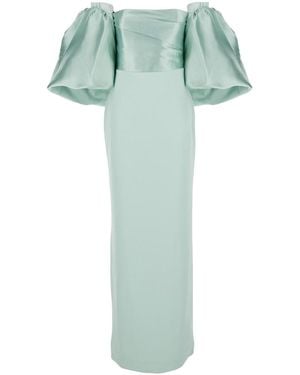 Solace London Abito Lungo 'Floris' Con Scollo A Barca E Maniche Corte - Verde