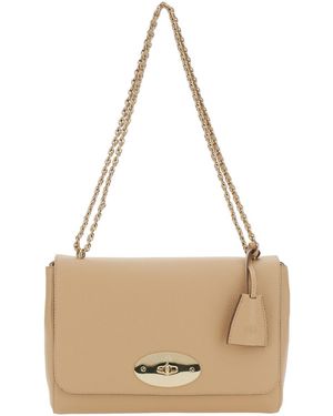 Mulberry Leather Medium Lily Small Class Grain Shoulder Bag Crossbody - Natural