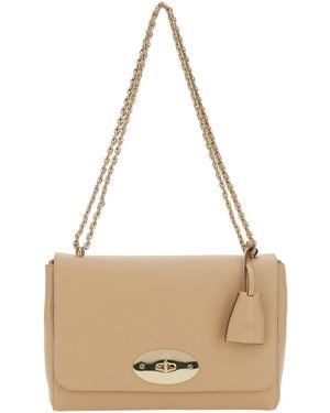 Mulberry Leather Medium Lily Small Class Grain Shoulder Bag Crossbody - Natural